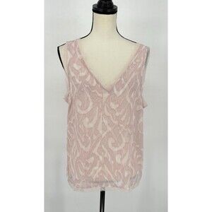 HALOGEN Scrolling Lines‎ Pink V-neck Sleeveless Blouse Top Size 1